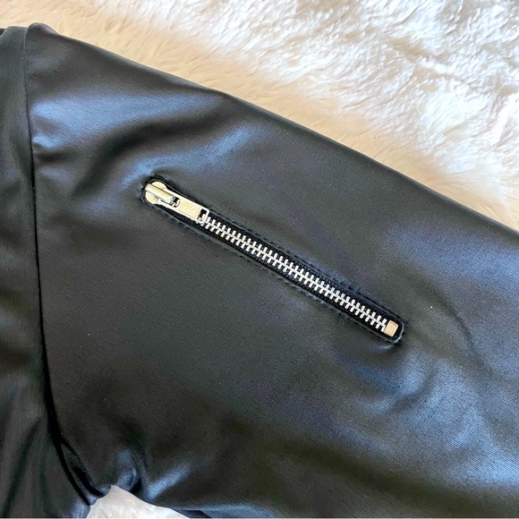 Flowers By Zoe Black Faux Leather Jacket with patches. Girls 6x - Picture 7 of 8